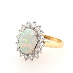 Pre Owned 18ct Opal and Diamond Cluster Ring ZX303 Pre Owned 18ct Opal and Diamond Cluster Ring ZX303